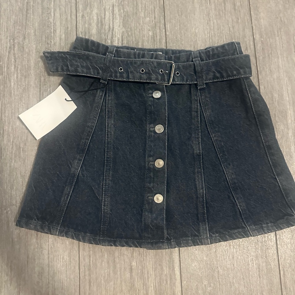 Zara Dark Denim Mini Skirt with Belt​